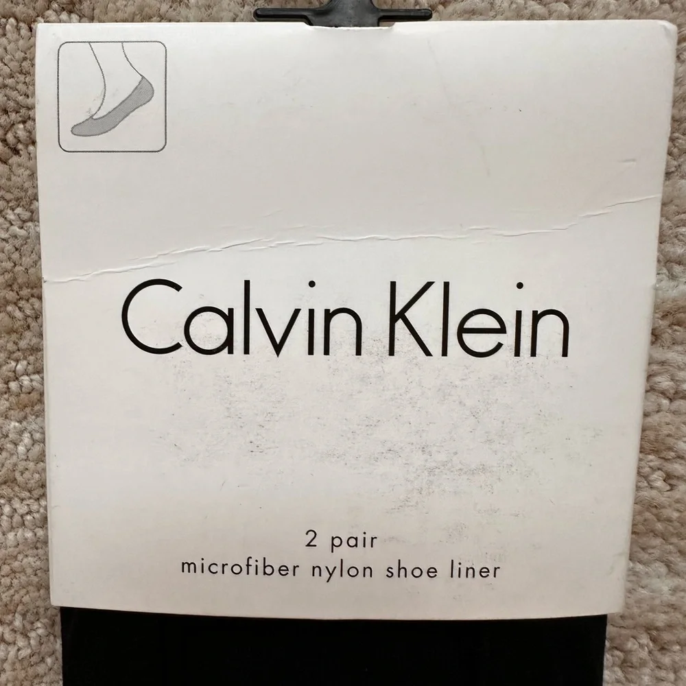 2 Pairs Calvin Klein Women’s Shoe Liners Microfiber Nylon Black Sock Liner